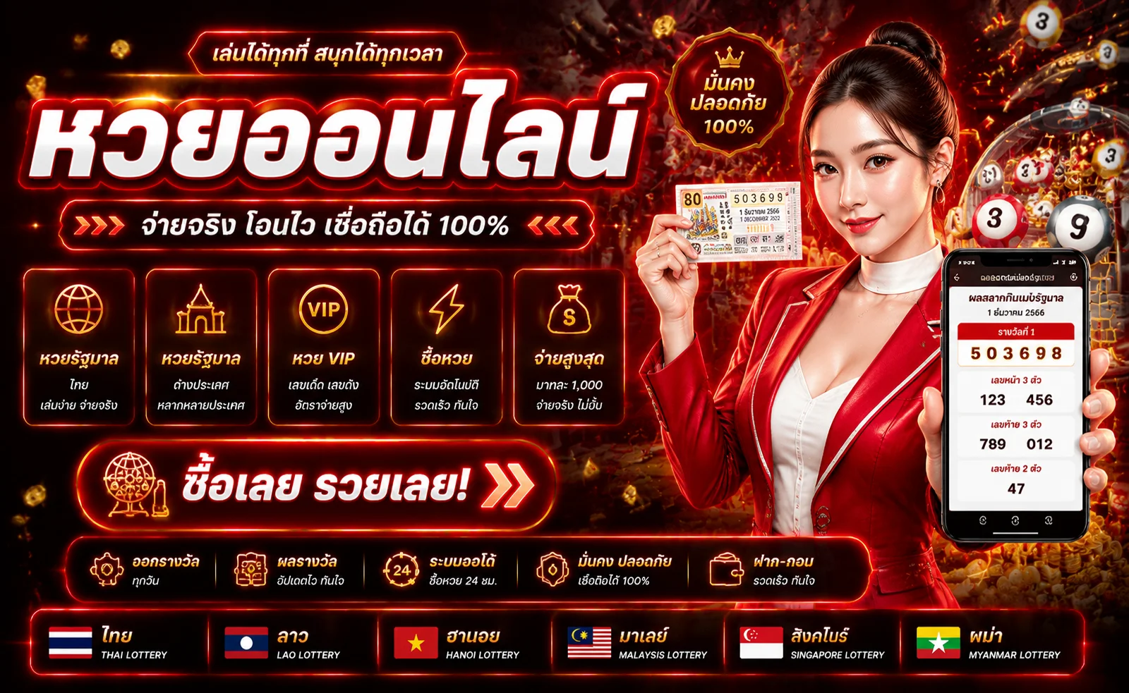 แทงหวยออนไลน์ MONEY88 หวยทุกประเภทอัตราจ่ายสูง